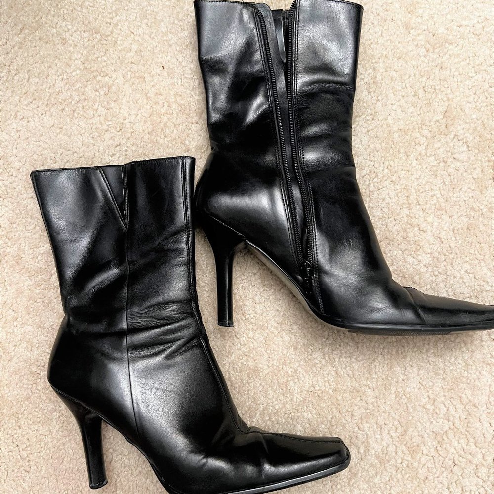 Diba  Black Leather Ankle Boots Size 9.5